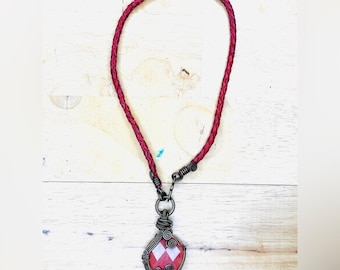 Natürlicher Rubin Anhänger - Roher Edelstein in Kupfer Maya Stil Fassung