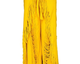 Golden Sun Fringe Wrap Pants – Bohemian Festival Statement | Desert Beach Wear