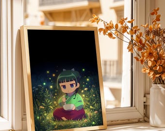 Maomao Poster - Glowing Forest Anime Girl Art Print, Cute Cottagecore Wall Decor, Apothecary Diaries Fan Poster