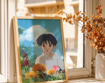 World of Arrietty Poster - Magical Ghibli Garden Art Print, Soft Anime Wall Decor, Ghibli Fan Gift Poster