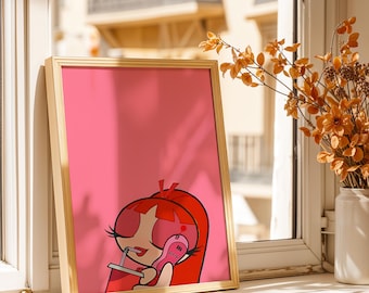 Blossom Poster - Pink Powerpuff Girls Art Print, Y2K Cartoon Wall Decor, Cute Anime Fan Poster