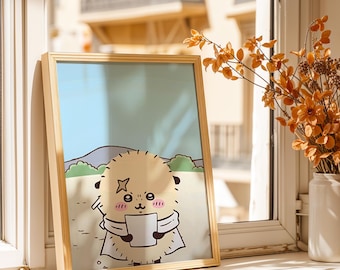 Rakko Poster - Cute Chiikawa Food Art Print, Kawaii Cozy Wall Decor, Anime Fan Poster
