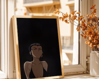 Faye Valentine Poster - Dark Cowboy Bebop Anime Art Print, Noir Wall Decor, Classic Anime Fan Poster