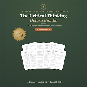 Homeschool Critical Thinking Learning Bundle, Printable Activity for 7th & 8th Grade, Language Arts Literacy Skill, Middle School Curriculum
