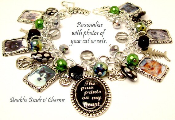 Personalized Cat Charm Bracelet Jewelry Custom Cat Photo | Etsy