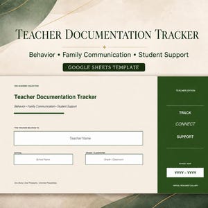 Teacher Documentation Tracker | Reusable Google Sheets Template for Behavior, Family Communication & Student Support