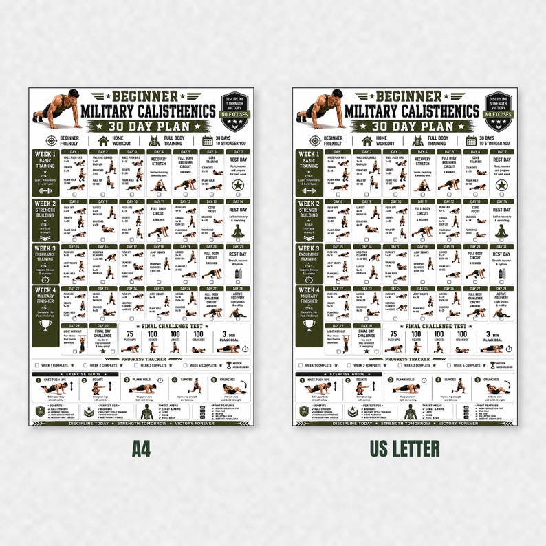 Home Workout Plan.pdf Beginner Calisthenics 30 Day Challenge, Bodyweight Home Workout Plan ...
