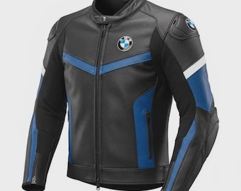Chaqueta de moto BMW para hombre de piel de vacuno – Protecciones CE, forro térmico