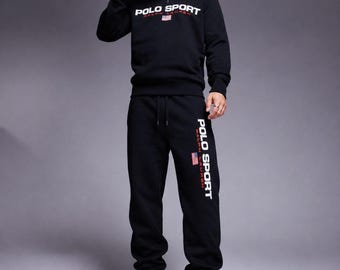 Conjunto de chándal negro con logotipo estampado de Polo Ralph Lauren para hombre