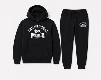 Conjunto deportivo de chándal con sudadera con capucha y pantalón de chándal estilo London Style de Lonsdale para hombre.