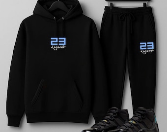 Black Sweatsuit Hoodie Sweatpants 23 Legend Tracksuit To Match Jordan 11 GammaXX