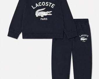 Conjunto deportivo de chándal para hombre inspirado en Lacoste, compuesto por sudadera con capucha y pantalón de felpa, estilo urbano y para hacer ejercicio.