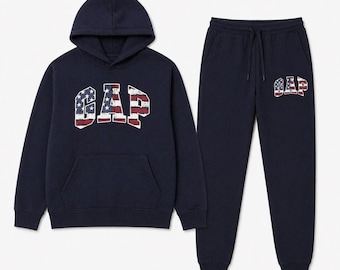 Conjunto deportivo de hombre GAP con sudadera con capucha y pantalón de chándal de felpa con logo, ropa de calle para correr.
