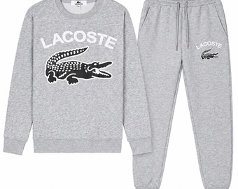 Mens Grey Crocodile Graphic Tracksuit Sweatshirt Joggers Sweatsuit Luxury Streetwear Set Gift