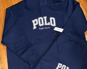 Conjunto de chándal con capucha y pantalones de chándal de polar con el logotipo de Polo Ralph Lauren para hombre, ropa de calle para correr