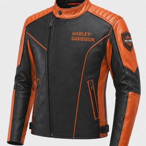 Black and Orange Harley Davidson Jacket - Etsy