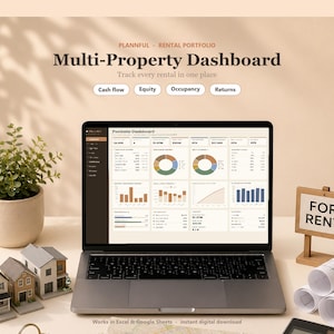 Multi-Property Dashboard Spreadsheet | Rental Portfolio Tracker | Cash Flow, Equity and Occupancy for Landlords | Excel & Google Sheets immagine 1