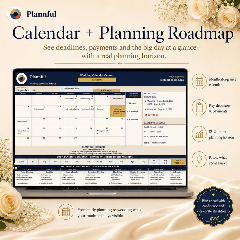 Hochzeitsplaner Premium für Microsoft Excel: Excel-Hochzeitsbudgettabelle, Gästeliste, Dienstleisterverwaltung, Zeitplan, Kalender, Checkliste Bild 7