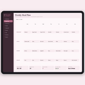 Planificador de comidas y lista de la compra en formato de hoja de cálculo / Planificador semanal de comidas y control del presupuesto de la compra / Excel y Google Sheets imagen 2