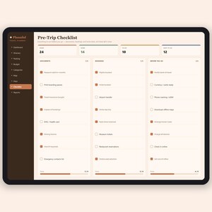 Planificador de viajes en formato hoja de cálculo / Itinerario de viaje, lista de equipaje y seguimiento del presupuesto de vacaciones / Planificador de vacaciones / Excel y Google Sheets imagen 8