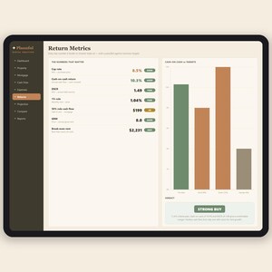 Rental Property Analyzer Spreadsheet | Real Estate Investment Calculator | Cap Rate and Cash Flow Deal Analyzer | Excel & Google Sheets imagen 6