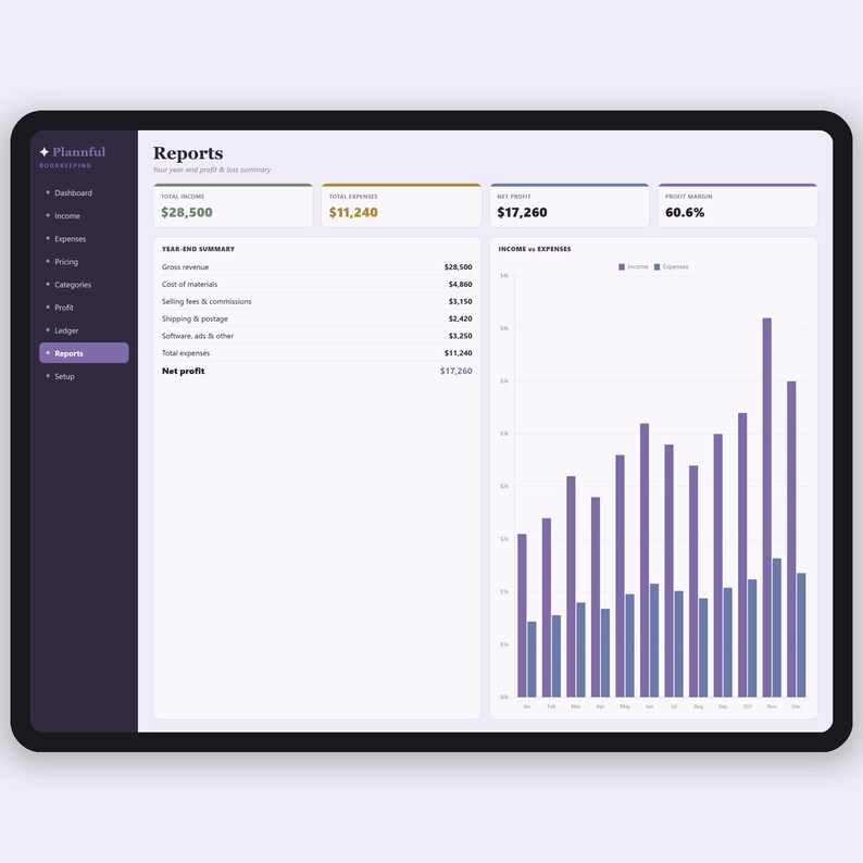 Small Business Bookkeeping and Pricing Calculator | Etsy Seller Profit Tracker | Handmade Product Pricing | Google Sheets and Excel image 8
