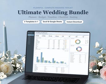 Ultimate Wedding Planner Bundle for Google Sheets and Excel, Budget, Guest List, Seating Chart, Timeline & Checklist Spreadsheet Set