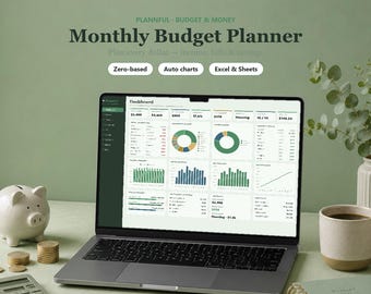Monthly Budget Planner | Zero-Based Budget Spreadsheet | Planned vs Actual, Savings Rate, Cash Flow | Excel and Google Sheets
