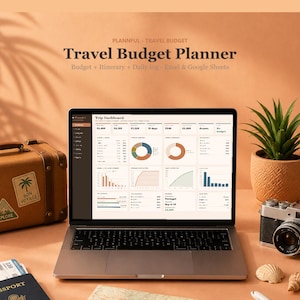 Foglio di calcolo per la pianificazione del budget di viaggio / Strumento per il monitoraggio del budget e dell'itinerario di viaggio / Pianificatore delle spese per le vacanze / Excel e Fogli Google immagine 1