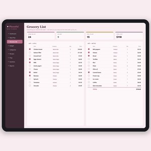 Planificador de comidas y lista de la compra en formato de hoja de cálculo / Planificador semanal de comidas y control del presupuesto de la compra / Excel y Google Sheets imagen 3