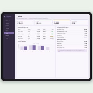 Strumento per il monitoraggio di entrate e uscite dei freelance / Contabilità per lavoratori autonomi (modello 1099) / Calcolatore trimestrale delle imposte (modello C) / Excel e Fogli Google immagine 6
