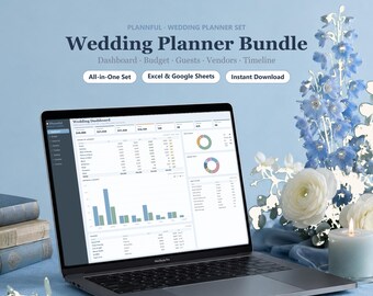 Weddingplannerbundel voor Google Spreadsheets en Excel, bruiloftsbudget, gastenlijst en dag van tijdlijn spreadsheetset, alles-in-één sjabloon