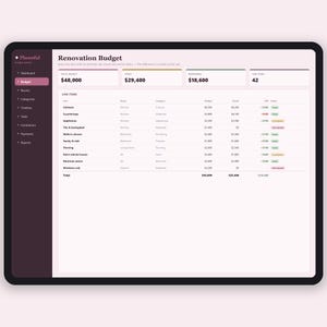 Home Renovation Budget Tracker Tabelle | Haus Remodel Planer | Kosten und Ausgaben Tracker für Bauprojekte | Excel & Google Sheets Bild 2