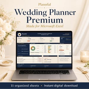 Hochzeitsplaner Premium für Microsoft Excel: Excel-Hochzeitsbudgettabelle, Gästeliste, Dienstleisterverwaltung, Zeitplan, Kalender, Checkliste Bild 1