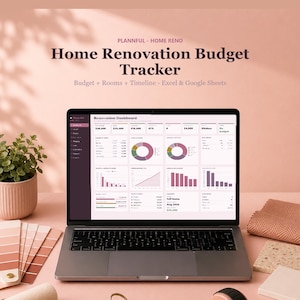 Home Renovation Budget Tracker Tabelle | Haus Remodel Planer | Kosten und Ausgaben Tracker für Bauprojekte | Excel & Google Sheets Bild 1