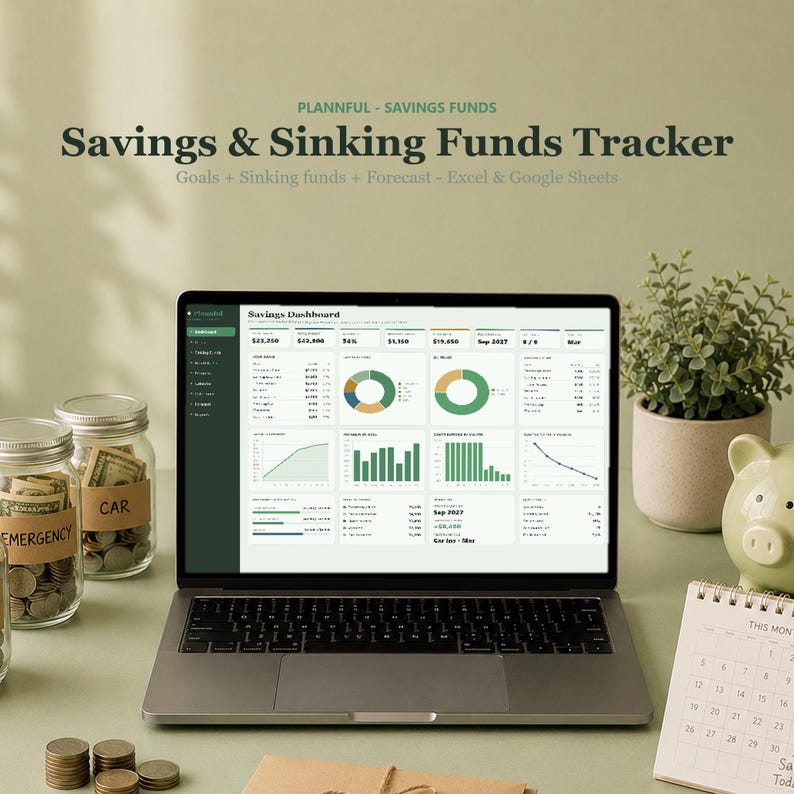 Ersparnisse-Tracker-Arbeitsblatt | Sinkende Geldmittel und Sparziele Tracker | Geld sparen Challenge-Planer | Excel & Google Sheets Bild 1