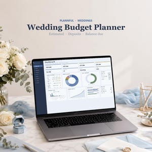 Foglio di calcolo per la pianificazione del budget del matrimonio / Strumento di monitoraggio del budget del matrimonio con pagamenti e acconti ai fornitori / Modificabile per Fogli Google ed Excel immagine 1