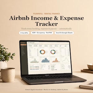 Airbnb Income & Expense Tracker for Google Sheets and Excel, Short Term Rental Spreadsheet, Profit ADR Occupancy RevPAR Tracker