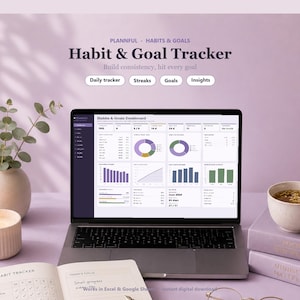 Habit Tracker Tabelle | tägliche Gewohnheit und Ziel-Tracker | Streifen-, Routine- und Tor-Planer | Excel & Google Sheets Bild 1
