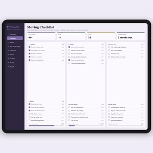 Lista de verificación para la mudanza y hoja de cálculo para organizar el nuevo hogar / Presupuesto de mudanza, planificador de embalaje y montaje / Excel y Google Sheets imagen 2