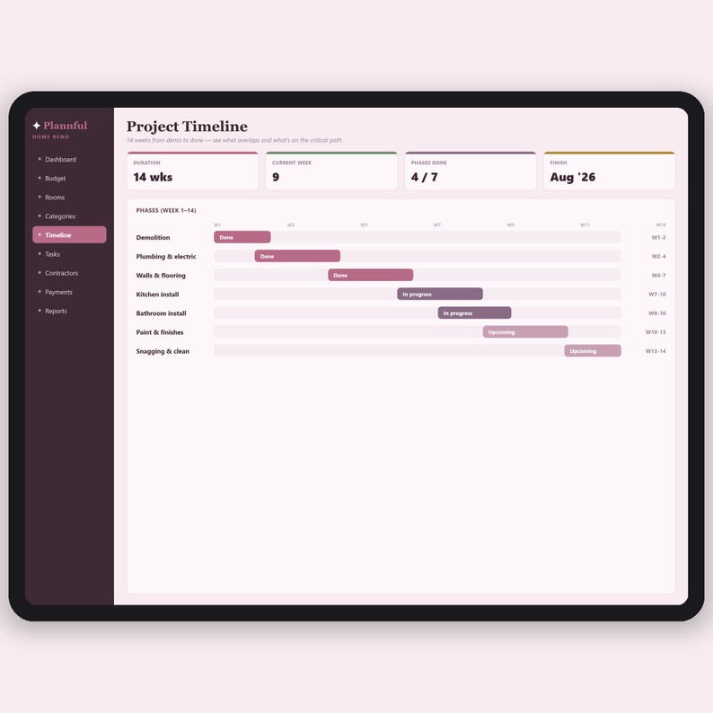 Home Renovation Budget Tracker Tabelle | Haus Remodel Planer | Kosten und Ausgaben Tracker für Bauprojekte | Excel & Google Sheets Bild 5