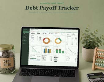 Hoja de cálculo para el seguimiento del pago de deudas / Calculadora de bola de nieve y avalancha / Planificador de deudas de tarjetas de crédito / Excel y Google Sheets