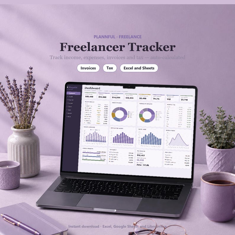 Strumento per il monitoraggio di entrate e uscite dei freelance / Contabilità per lavoratori autonomi (modello 1099) / Calcolatore trimestrale delle imposte (modello C) / Excel e Fogli Google immagine 1