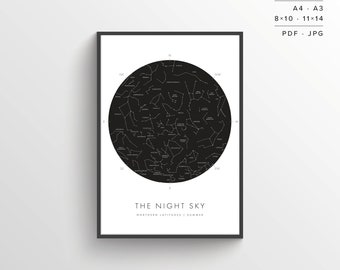 Constellations Print | Printable Poster | Night Sky | Constellation Art | Minimalist Poster | Black and White | Stars | Instant Download