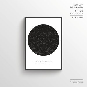 Sternbilder Print | Druckbares Poster | Nachthimmel | Sternbild Kunst | Minimalistisches Poster | Schwarz und Weiß | Sterne | Sofort Download