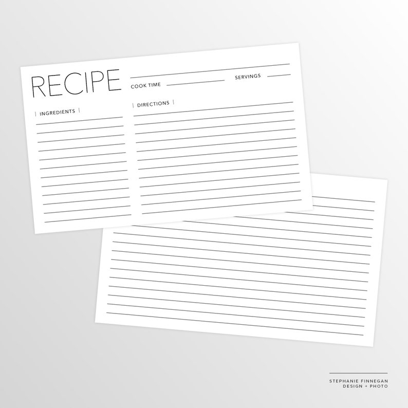 3x5 Recipe Card | Printable Recipe | Printable Card | Recipe ...