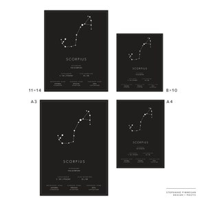 Scorpius Constellation Print Scorpio Printable Poster Constellation Art Minimalist Poster Black and White Instant Download image 4
