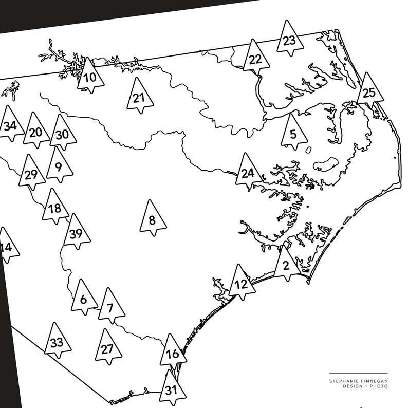 NC State Parks Map Printable Map Coloring Parks Map North Carolina Parks NC State Parks Print Travel Map Adventure Map image 3