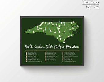 NC State Parks Map | Printable Map | North Carolina Parks | North Carolina | NC State Parks Print | Travel Map | Adventure Map | Parks Map