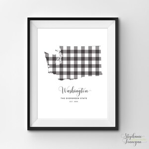 Washington imprimible / arte imprimible / Gingham / arte de Washington / Washington / arte estatal imprimible / cartel estatal / arte de pared imprimible